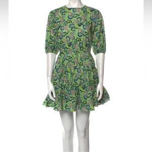 RHODE Vibrant Green Floral Mini Dress